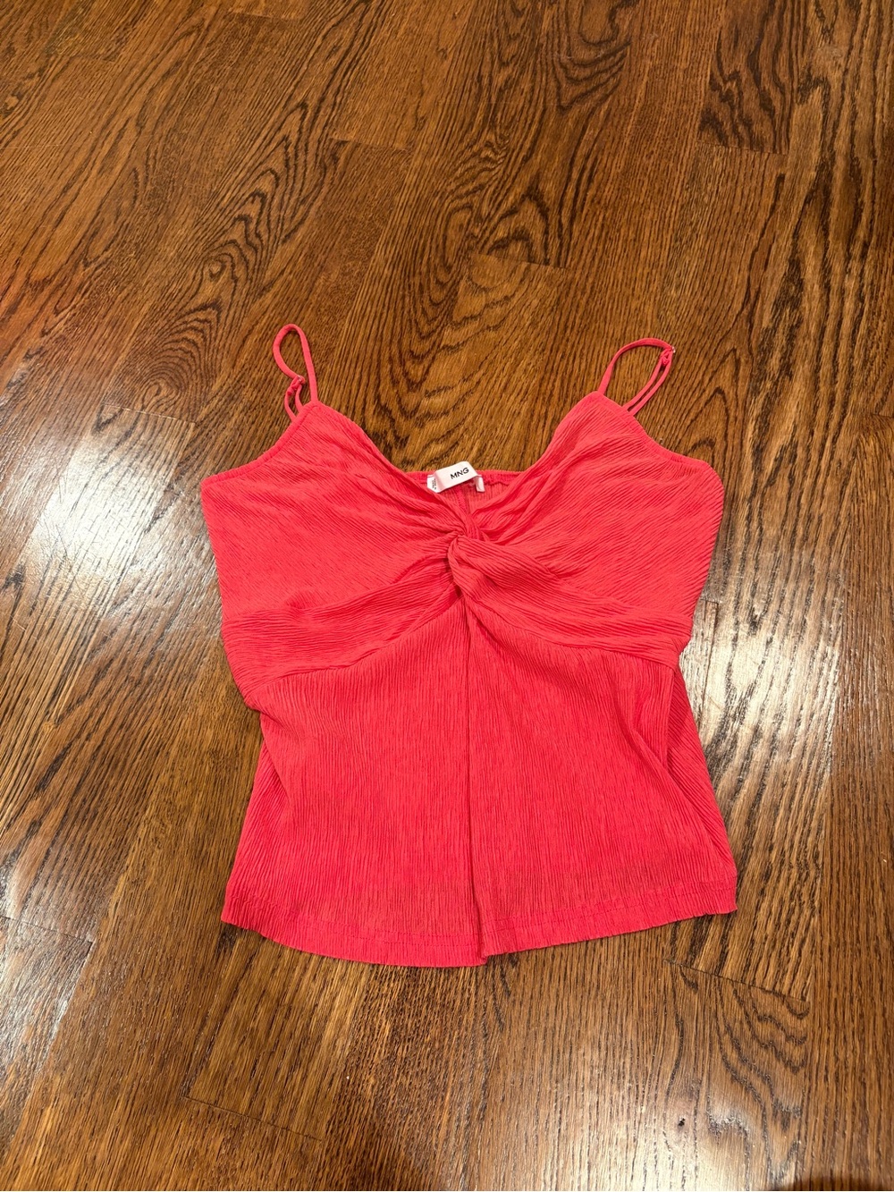 Mango Coral Twist-Front Spaghetti Strap Cami